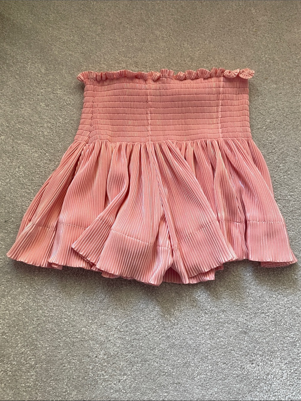 QUEEN OF SPARKLES Pink Smocked Pleated Ruffle Skirt